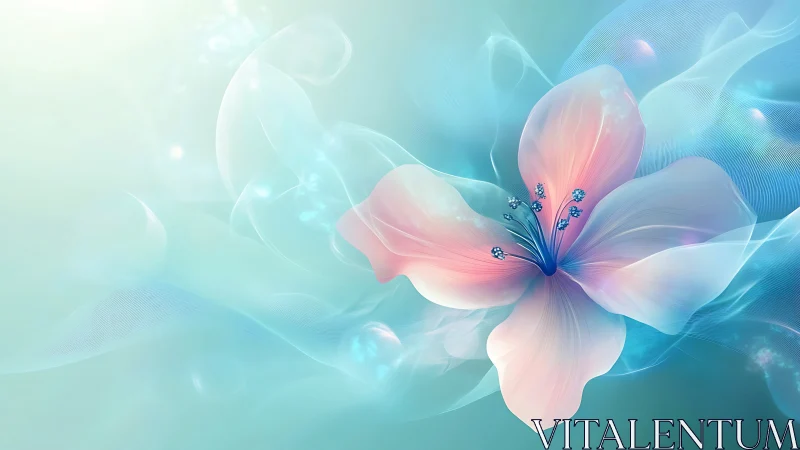 Digital Flower with Gradient Petals in Blue and Pink