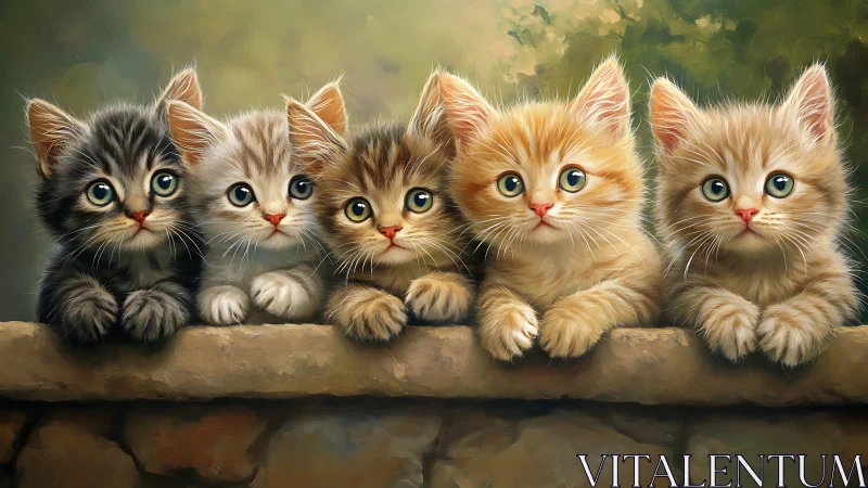 Five Fuzzy Guardians: Kitten Companions Perched Together.