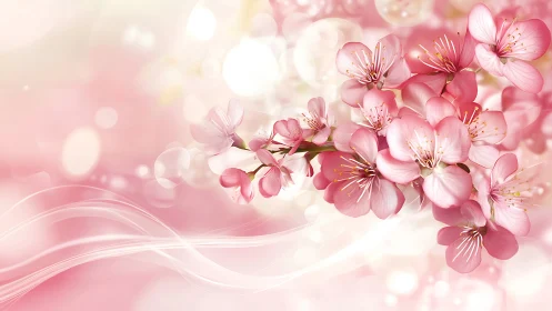 Cherry Blossom Gradient: Pink Florals in Soft Focus.