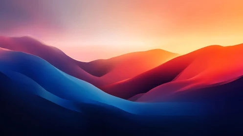 Sunset waves of color drifting across soft hills.