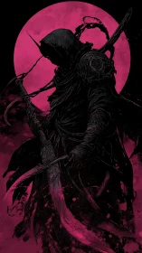 Shadow reaper coils beneath a feral magenta eclipse moon.