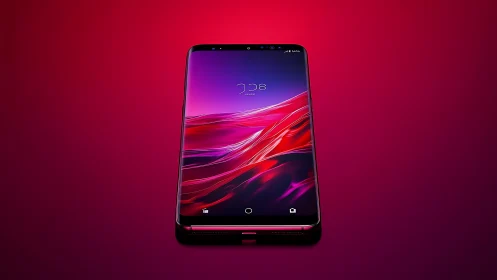 Premium Android Flagship Smartphone Display: Curved AMOLED Screen with Gradient Wallpaper.