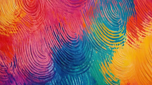 Bold circular brushstrokes in vivid abstract color field.