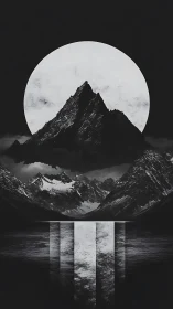 Lunar-occluded alpine massif with mirrored axial pillars.