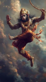 Storm-tossed sky becomes a playground for the leaping deity