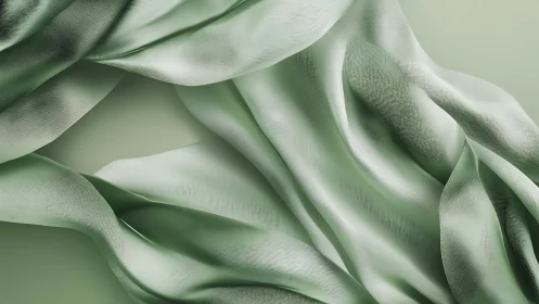 Soft green textile folds form layered undulating surfaces