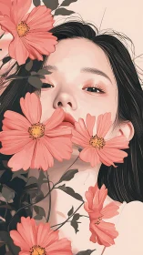 Soft petals surround a serene face in gentle dreamy calm