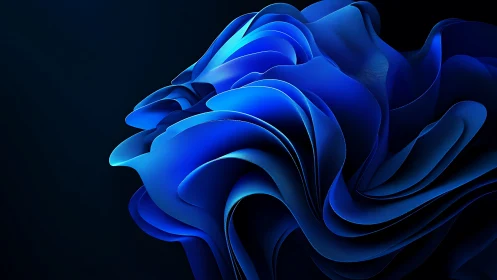 Layered blue abstract waves on dark gradient background.