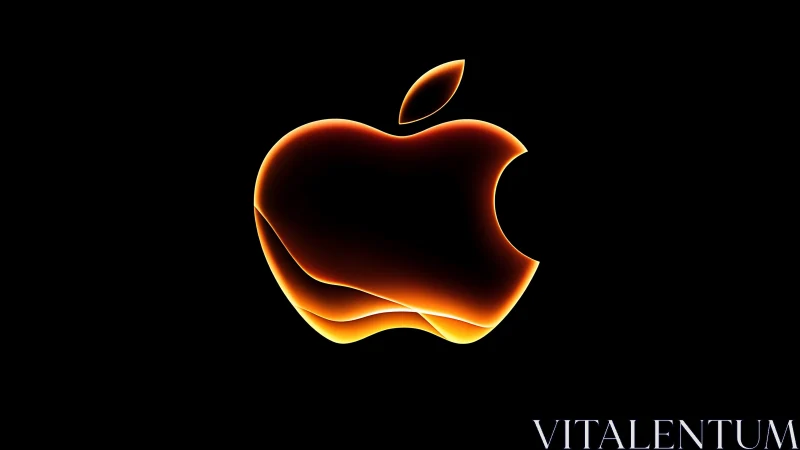 Glowing molten apple silhouette on deep black canvas.