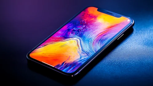 Holographic Display Smartphone with Vibrant Gradient.