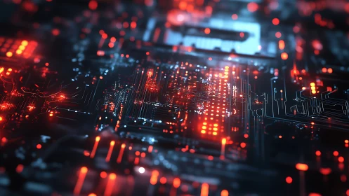 Neon circuit metropolis pulsing with molten digital embers.