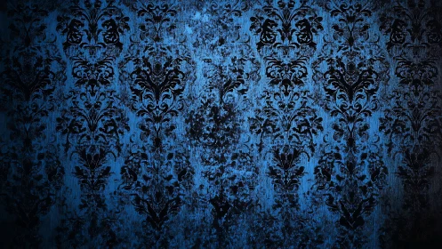 Midnight baroque wallpaper ghosted by electric shadows.