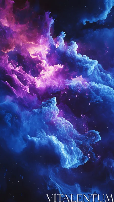 Radiant cosmic clouds swirl in luminous violet and blue light