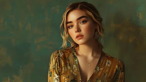 Soft gaze drifts through painterly light and floral amber air