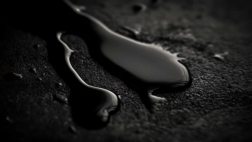 Liquid shadow curls across rough stone like spilled night