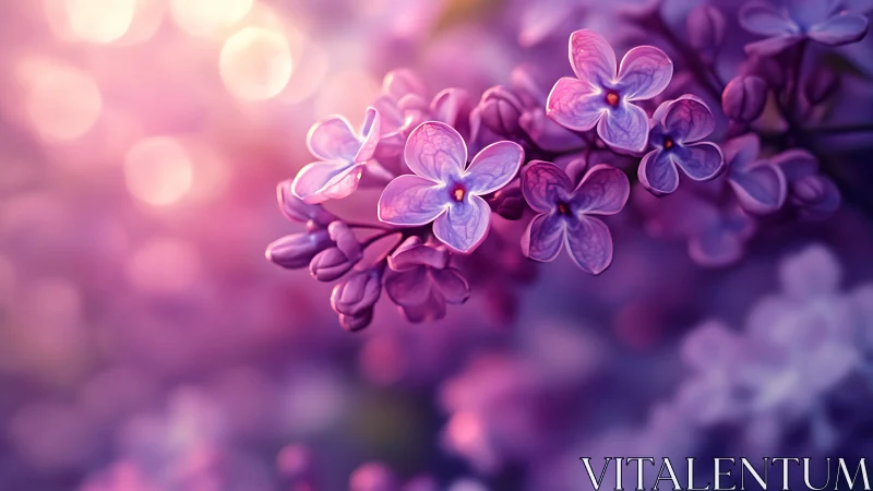 Purple lilac flowers with bokeh background and soft focus
