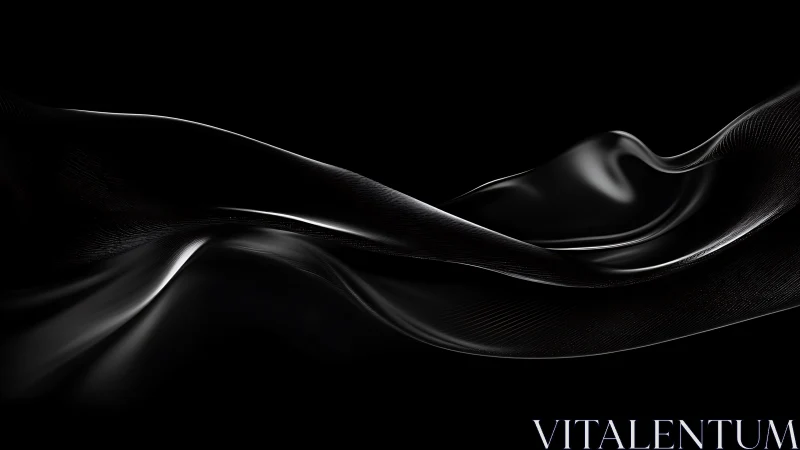 Flowing black abstract waves on dark minimalist ground.