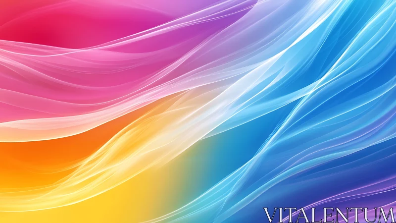 Silken rainbow currents drift across a luminous digital sky.