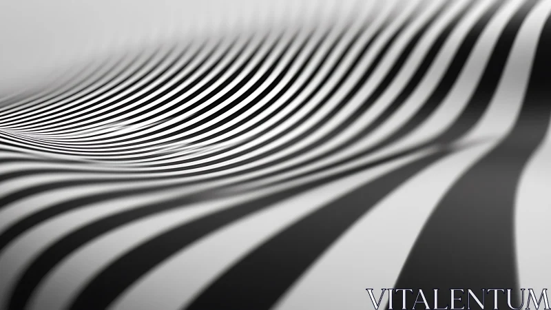 Parametric black and white wave surface with rhythmic striping.
