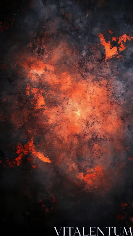 Fiery abstract nebula cloud over deep dark background.