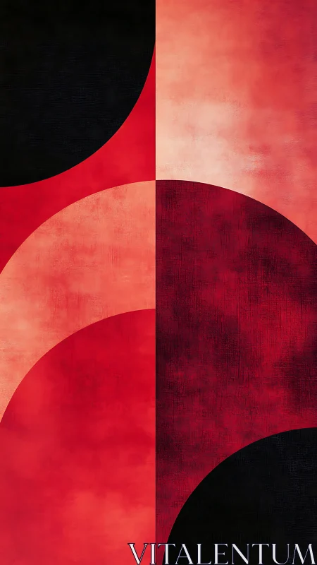 Crimson arcs collide with shadowed moons in bold geometry.