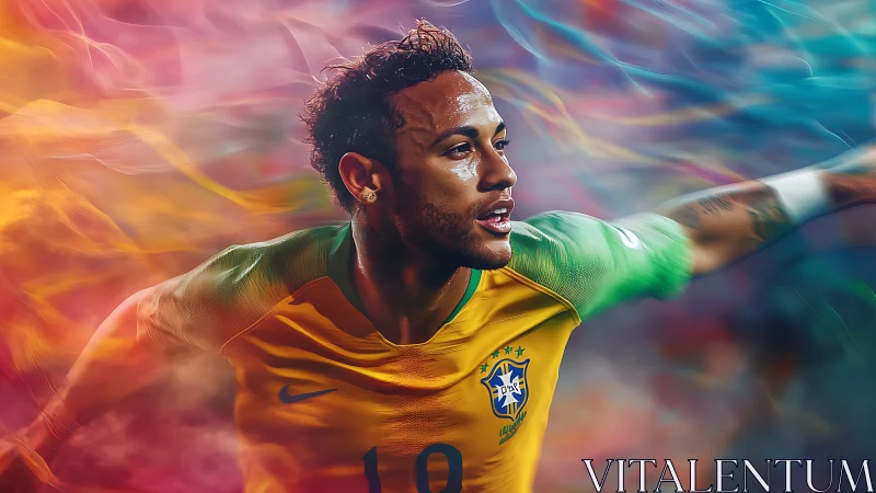 Digital rendering shows football player in motion mid-frame