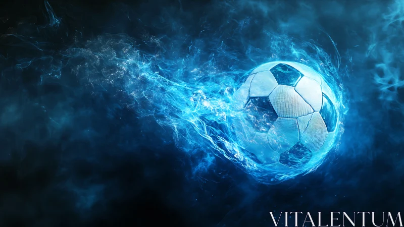 Digital painting of luminous soccer ball with plasma motion trail.