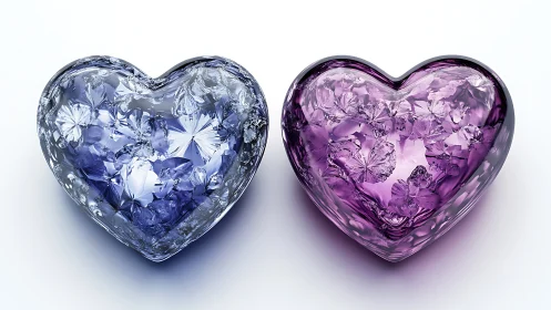 Crystalline Heart Diptych in Amethyst and Azure.