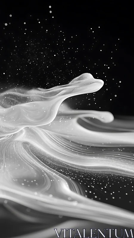 Celestial milk tides swirl through a velvet-black cosmos.