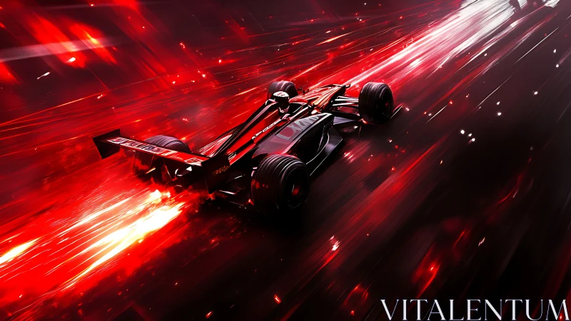 High-speed Formula race car rendered in dynamic red motion