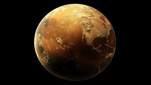 Burnished Earth globe glows with molten golden continents