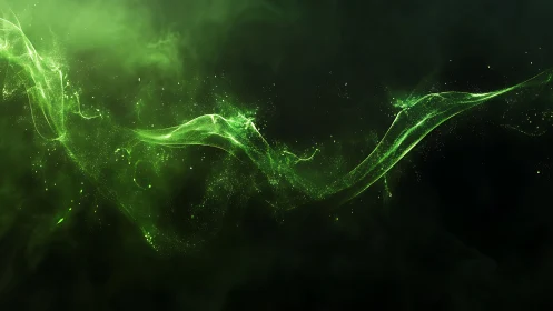 Gentle green nebula ribbon drifting through quiet night.