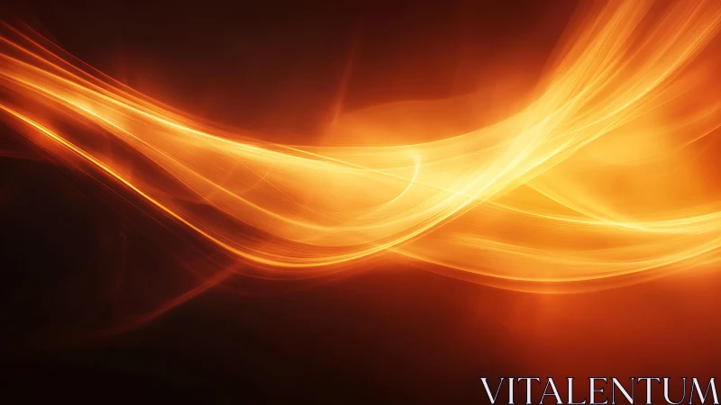 Abstract golden light waves on dark background, digital art style.