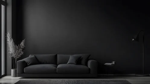 Cozy dark living room invites calm with chic minimalist style