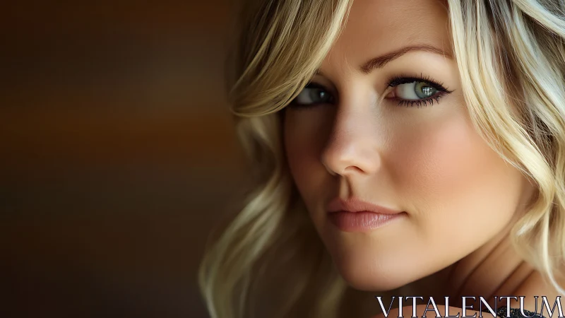 Soft-lit close-up portrait of blonde woman in profile.