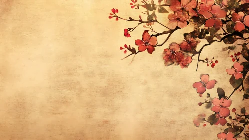 Gentle cherry blossoms drifting across warm paper light.