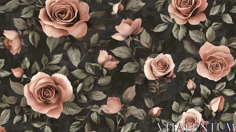 Dusty Rose Garden: Soft Blooms Against Moody Shadows.