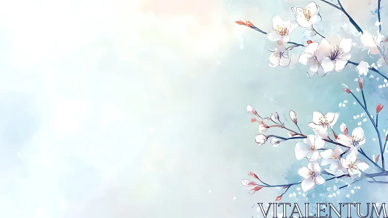 Delicate Blossoms Dance Through Serene Watercolor Dreams.