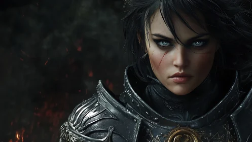 Armored warlord portrait with high-detail digital rendering.