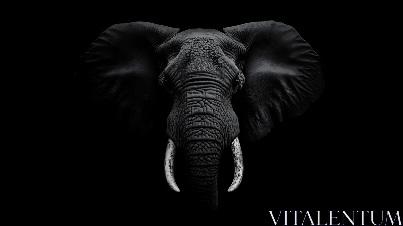 Midnight elephant monarch carved from shadow and light.