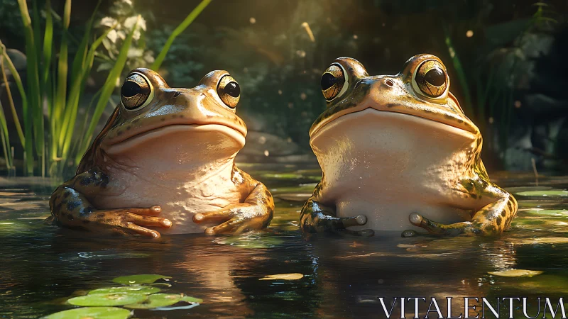 Sunny pondside chat with two wonderfully patient frogs.