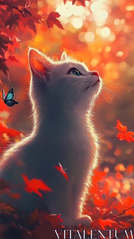 Luminous Guardian: Feline Reverie in Autumnal Warmth.