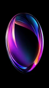 Elliptical neon gradient form glows on solid black background