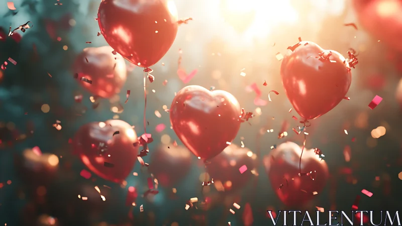 Floating Hearts Celebration in Radiant Light.