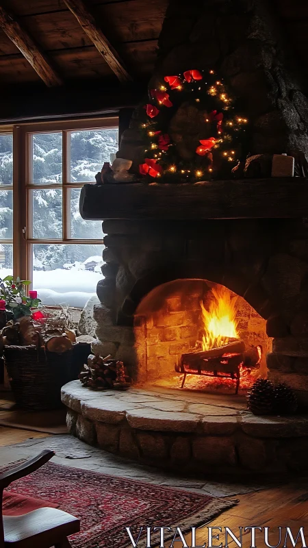 Fireplace glow stitches winter twilight into warm silence