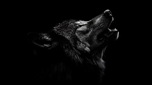 Moonless silence answers as a silver wolf carves song