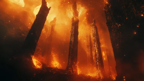 Ancient Forest Ablaze: Nature's Dramatic Inferno.