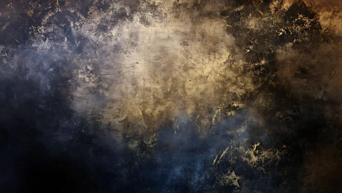 Textured abstract wall with smoky gold and blue tonal gradients