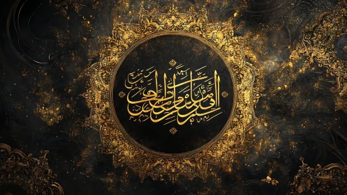 Gilded celestial calligraphy haloed in baroque starlight.