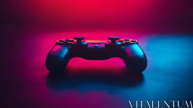 Neon Gaming Controller Against Magenta-Cyan Gradient Backdrop.